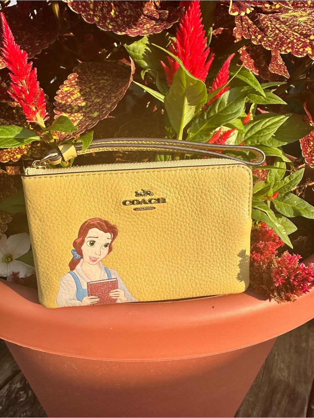 Coach Yellow Belle Leather Wristlet Pouch